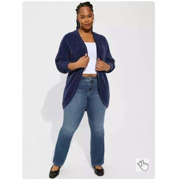 Torrid Chenille Cocoon Open Front Ribbed Sweater / Size-1 - Picture 10 of 14